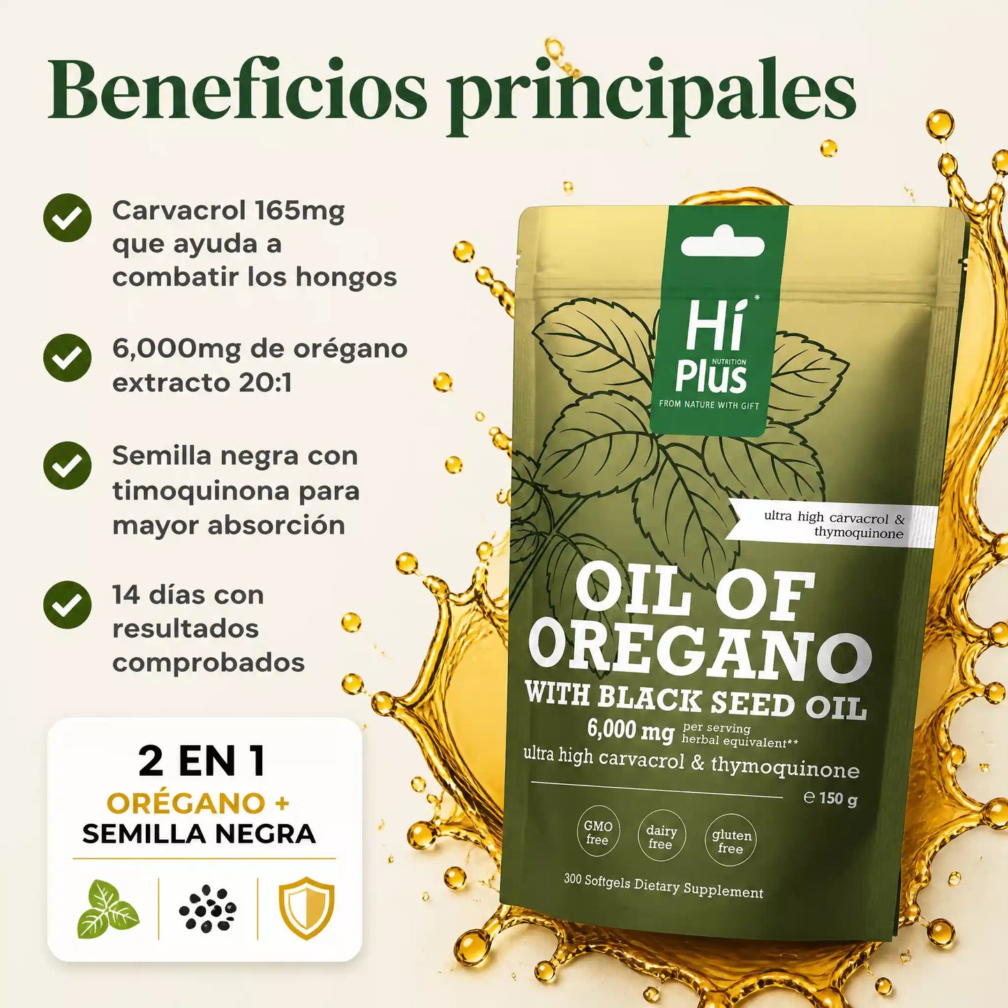 HiPlus Nutrition Oregano Oil with Black Seed Oil Softgels | Immune Support,Antioxidant Boost | with Black Seed Oil & High Carvacrol | Non-GMO, Plant-Based | 300 Count