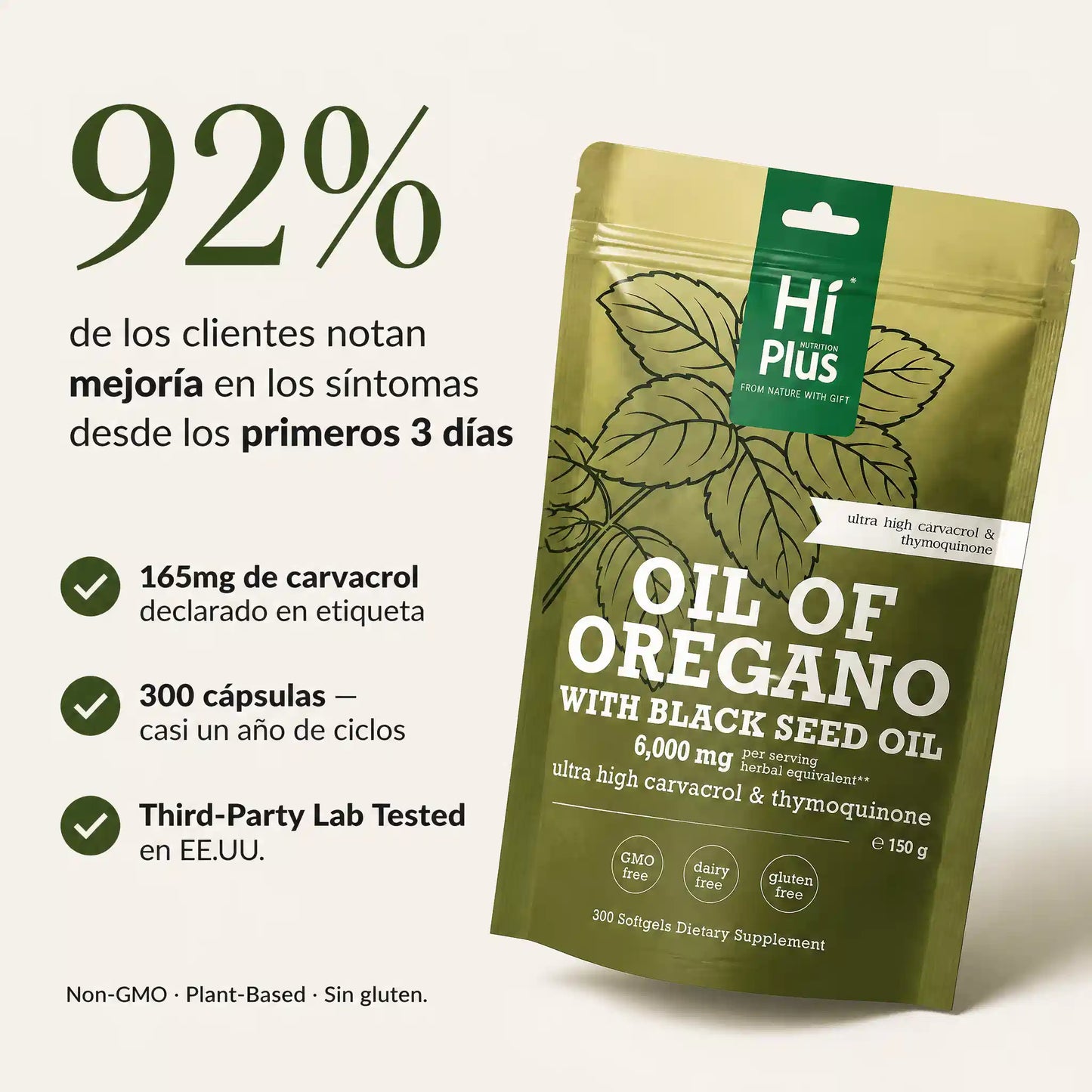 HiPlus Nutrition Oregano Oil with Black Seed Oil Softgels | Immune Support,Antioxidant Boost | with Black Seed Oil & High Carvacrol | Non-GMO, Plant-Based | 300 Count